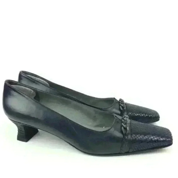 Stuart Weitzman Heels Sz 8.5 SS Leather Cap Toe - Picture 1 of 9